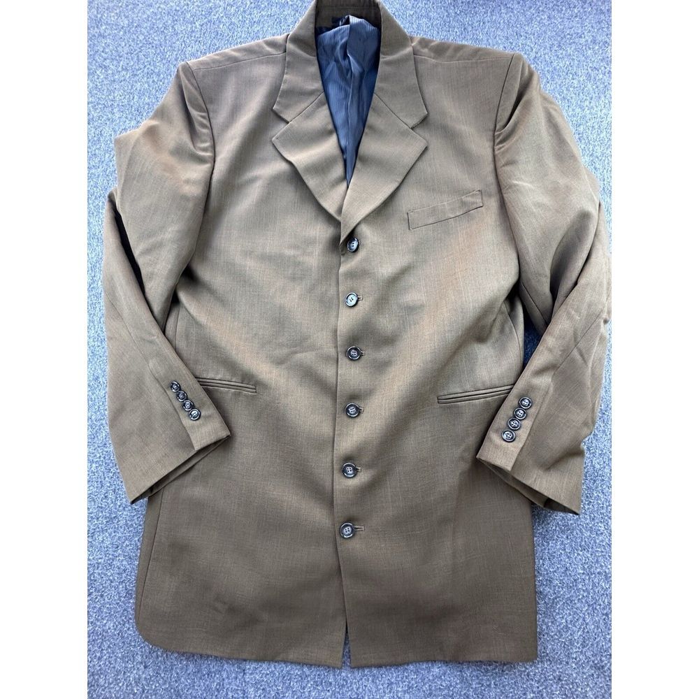 Vintage Gino Cappelli Blazer Mens 44‎ Long Brown Lined Coat Suit Jacket Business